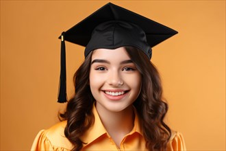 Young teenager woman with graduation hat. KI generiert, generiert AI generated