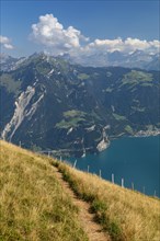 View from Niederbauen Kulm (1923m) to Bristenstock, Lake Lucerne, Canton Uri, Switzerland, Lake