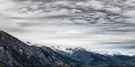 Mountain landscape with cloudy sky, mountains, mountain, alpine, gloomy, cloud, weather, panorama,