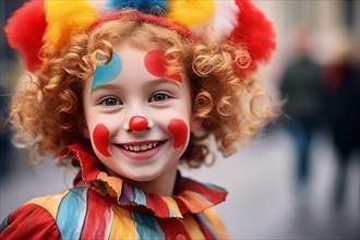 Child dressed up as clown for Carnival. KI generiert, generiert AI generated