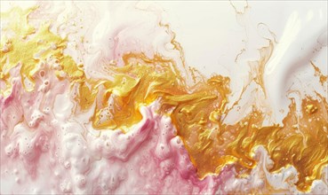 Pink and gold abstract texture background. Marbling artwork texture. Pink quartz ripple pattern.