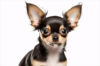 Portrait of Black tan Chihuahua dog on white background. KI generiert, generiert AI generated