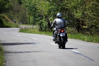Motorcyclists photographed from behind, here in the Grand Ballon area in the Vosges, a popular