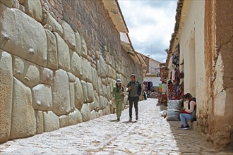 Traditional Inca wall in the historic centre of Cusco, Cusco province, Peru, South America