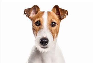 Portrait of Fox Terrier dog on white background. KI generiert, generiert AI generated