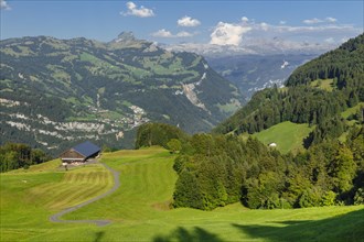 View from Fronalpstock to Stoos and Furggelenstock, Glarus Alps, Schwyz, Switzerland, Morschach,