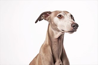 Portrait of Greyhound dog on white background. KI generiert, generiert AI generated
