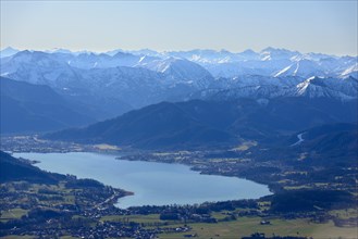 View from the hot air balloon of Tegernsee and Karwendel, Montgolfiade Tegernseer Tal, Balloon Week