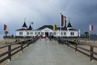 Pier at the lido of Ahlbeck, travel, summer holiday, tourism, Baltic Sea, Baltic Sea coast, lido,