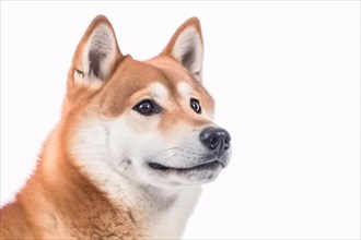 Portrait of Shiba Inu Dog on white background. KI generiert, generiert AI generated