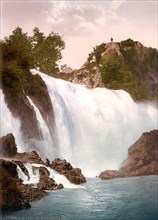 Jajce, Jaitze, waterfall, Bosnia, c. 1890, Historical, digitally restored reproduction from a 19th