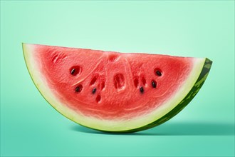 Slice of watermelon on green background. KI generiert, generiert AI generated