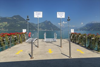 Ferry pier in Beckenried, Lake Lucerne, Canton Niewalden, Switzerland, Lake Lucerne, Niewalden,