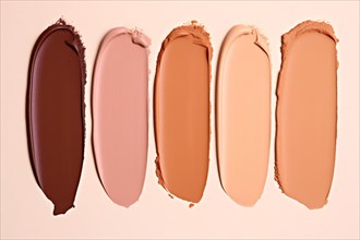 Swatches of foundation makeup for different skin color shades. KI generiert, generiert AI generated