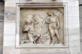 Relief, exterior facade of Milan Cathedral, Duomo, start of construction 1386, completion 1858,