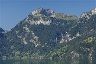 Building on Lake Lucerne with Uri Rotstock and Gitschen, Canton Uri, Switzerland, Building, Lake