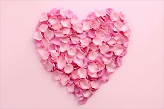 Pink rose flower petals forming heart shape. KI generiert, generiert AI generated