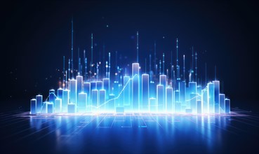 Futuristic cityscape with glowing forex chart AI generated