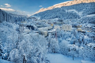 Early morning snowy winter panorama of the village, Bad Gastein, Gastein Valley, Hohe Tauern
