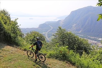 Mountain bikers on a trail in Val Grande near Lake Maggiore