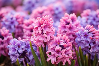 Pink and purple Hyacinth spring flowers. KI generiert, generiert AI generated