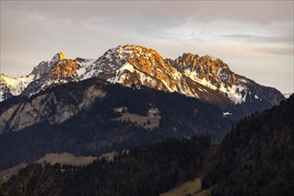 Gummfluh, Douve and Rocher du Midi in the sunset, mountains near Gstaad, Rossiniere, Vaud,