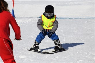 Children at the ski school in the ski resort of Serfaus, Fiss, Ladis (Tyrol, Austria)