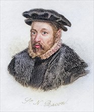 Sir Nicholas Bacon 1510, 1579, English politician and Keeper of the Lord Privy Seal. From the book