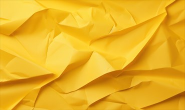 Yellow crumpled paper with space for text on yellow background AI generated