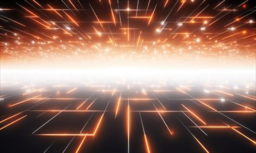 Dynamic abstract with orange light on a grid conveying motion and futuristic energy AI generated