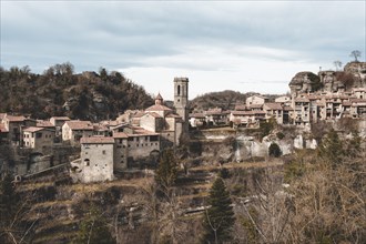 Panoramic of Rupit, one of the best known medieval towns in Catalonia in Spain