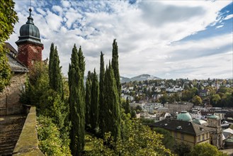Panorama with castle, Baden-Baden, Black Forest, Baden-Wuerttemberg, Germany, Europe