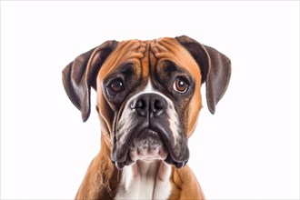 Portrait of Boxer dog on white background. KI generiert, generiert AI generated