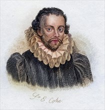 Sir Edward Coke 1552, 1634, English colonial entrepreneur and lawyer. From the book Crabb's