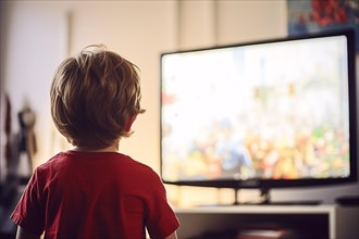 Young child watching TV. KI generiert, generiert AI generated