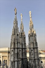 Towers, Milan Cathedral, Duomo, start of construction 1386, completion 1858, Milan, Milano,