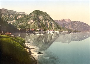 Weissenbach am Attersee, Austria, c. 1890, Historic, digitally restored reproduction from a 19th