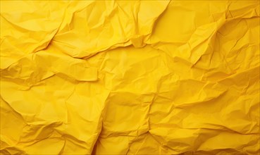 Yellow crumpled paper background with space for text or image AI generated