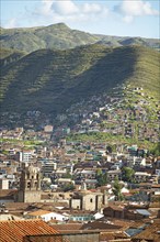 City view Cusco, in front the Cathedral of Cusco or the Cathedral Basilica of the Assumption of the