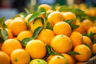 Fresh oranges at farmer's market. KI generiert, generiert AI generated