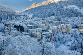 Early morning snowy winter panorama of the village, Bad Gastein, Gastein Valley, Hohe Tauern