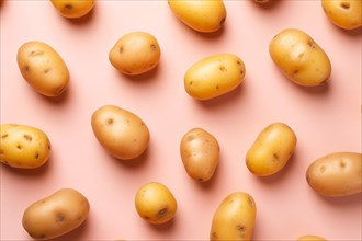 Potatoes on pink background. KI generiert, generiert AI generated