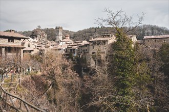 General panorama of the medieval town of Rupit in Catalonia Spain