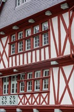 Half-timbered house, half-timbered house facade, historic old town, Morlaix, Departements