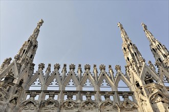 View from the roof, Milan Cathedral, Duomo, start of construction 1386, completion 1858, Milan,