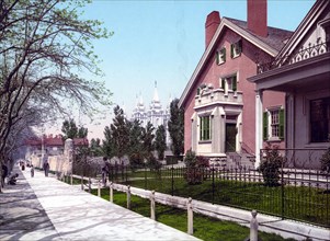 The Lion House, Salt Lake City, United States, 1890, Historic, digitally restored reproduction from