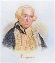 Edward Boscawen 1711, 1761, British Admiral and Member of Parliament. From the book Crabb's