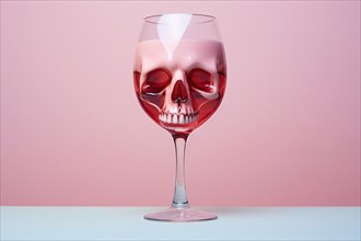 Wine glass with alcohol and skull. KI generiert, generiert AI generated