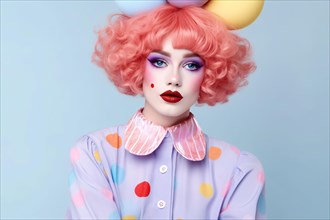 Young woman dressed up as clown. KI generiert, generiert AI generated