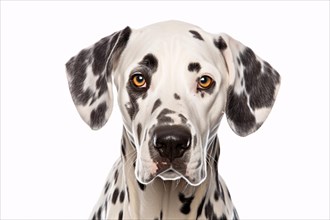 Portrait of Dalmatian dog on white background. KI generiert, generiert AI generated